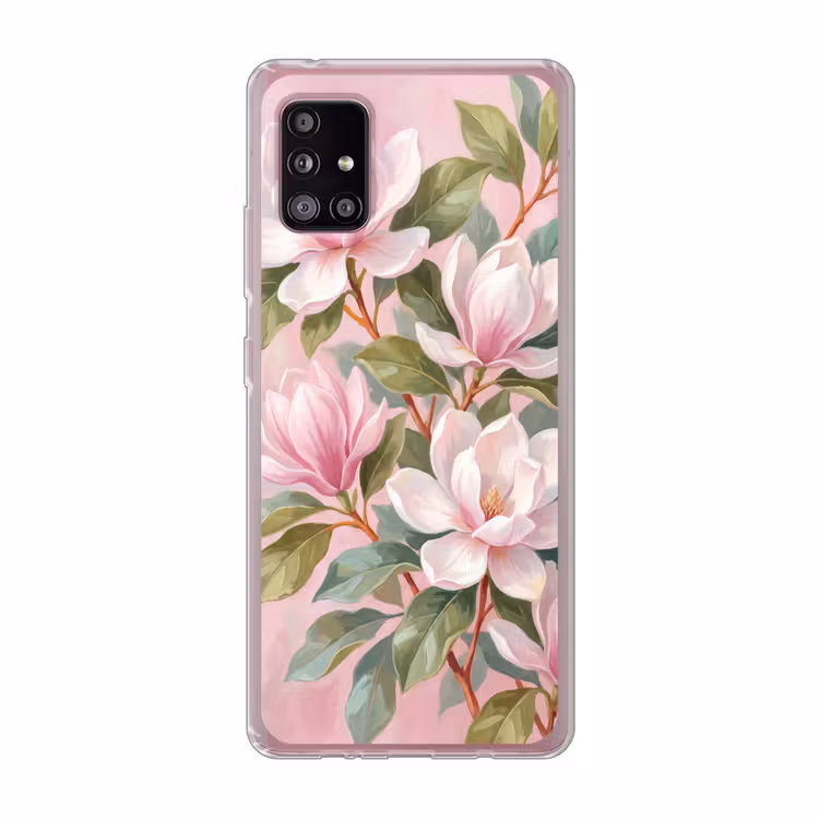 Magnolia's - Patroon - Roze Telefoonhoesje Samsung Galaxy A51 5G klein -3d