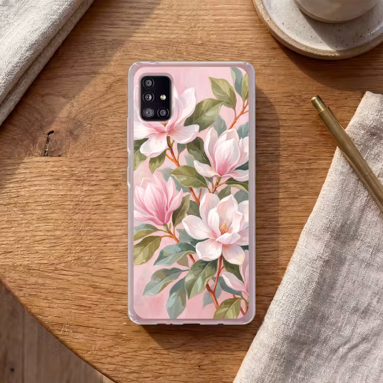 Magnolia's - Patroon - Roze Telefoonhoesje Samsung Galaxy A51 5G klein -sfeer1