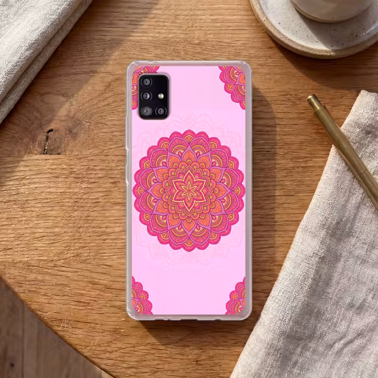Mandala - Cirkel - Spiritueel - Oosters - Roze Telefoonhoesje Samsung Galaxy A51 5G klein -sfeer1