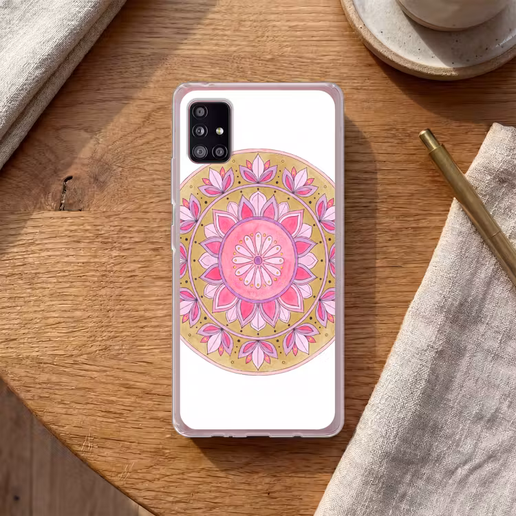 Mandala - Patroon - Kunst - Aquarel - Roze Telefoonhoesje Samsung Galaxy A51 5G klein -sfeer1