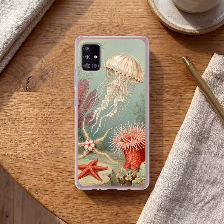 Zeeleven - Kwal - Onderwater - Illustratie - Beige Telefoonhoesje Samsung Galaxy A51 5G klein -sfeer1