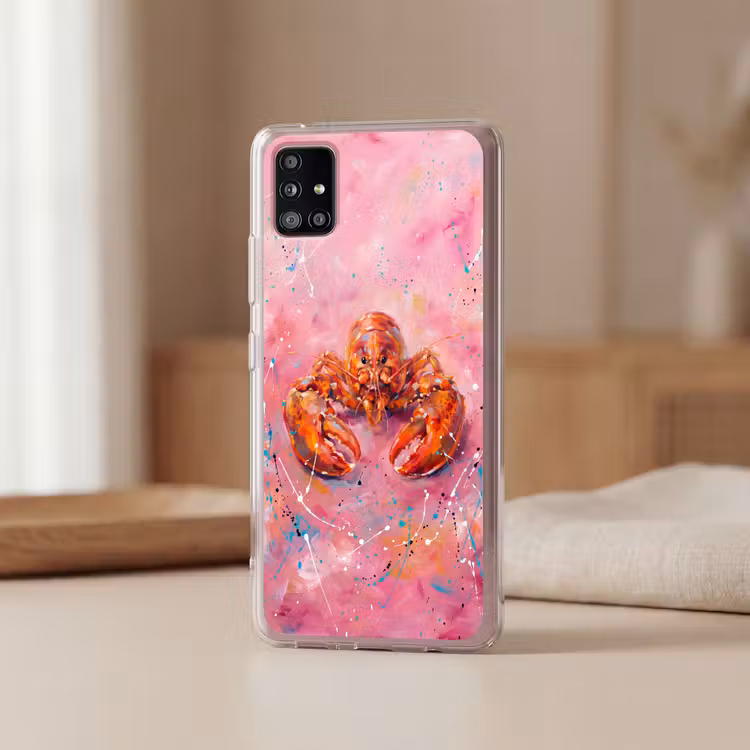 Zeeleven - Kreeft - Spatters - Abstract - Roze Telefoonhoesje Samsung Galaxy A51 5G klein -sfeer2