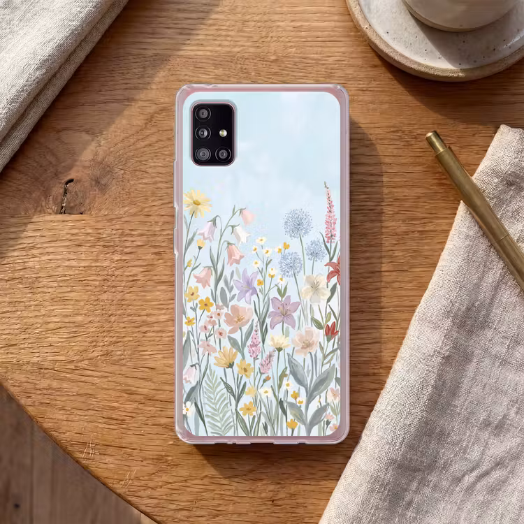 Weidebloemen - Illustratie - Kleurrijk Telefoonhoesje Samsung Galaxy A51 5G klein -sfeer1