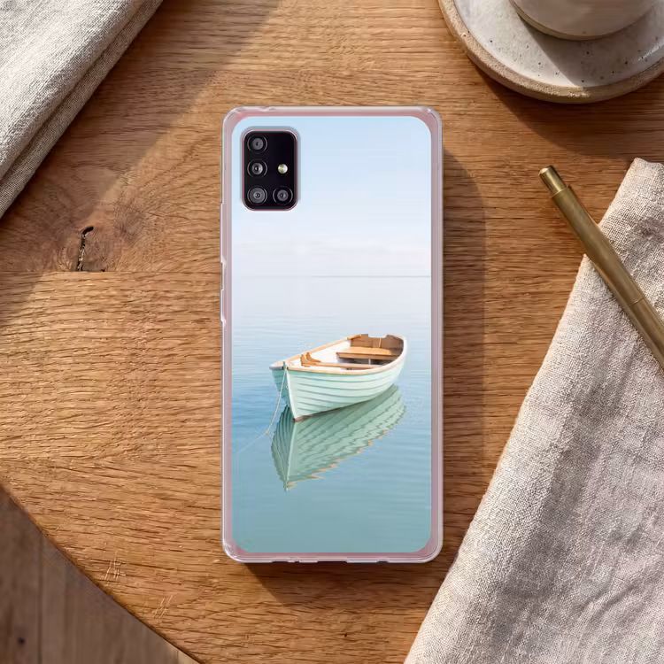 Minimalistisch - Boot - Zee Telefoonhoesje Samsung Galaxy A51 5G klein -sfeer1