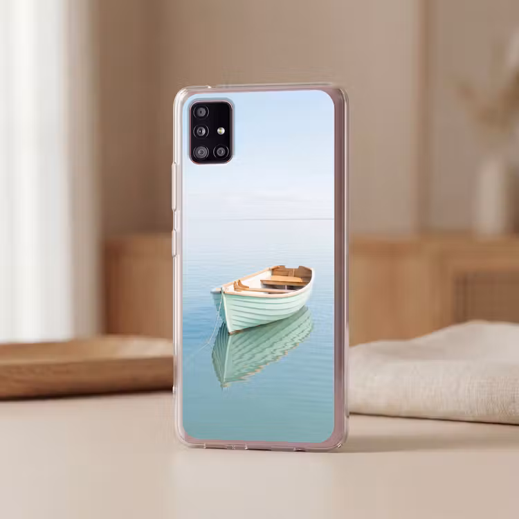 Minimalistisch - Boot - Zee Telefoonhoesje Samsung Galaxy A51 5G klein -sfeer2