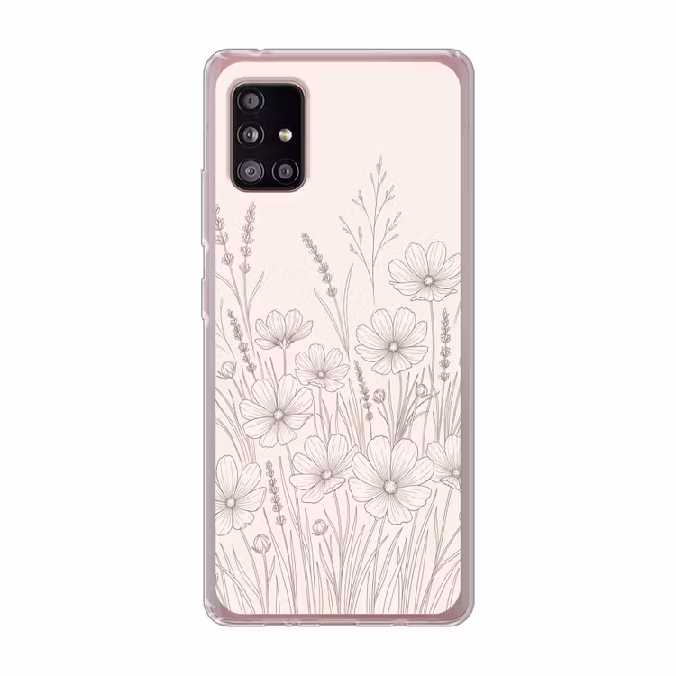 Minimalistisch - Modern - Bloemen - Beige Telefoonhoesje Samsung Galaxy A51 5G klein -3d
