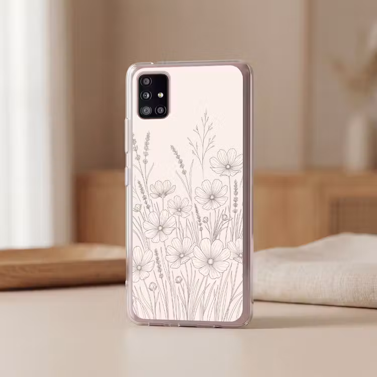 Minimalistisch - Modern - Bloemen - Beige Telefoonhoesje Samsung Galaxy A51 5G klein -sfeer2