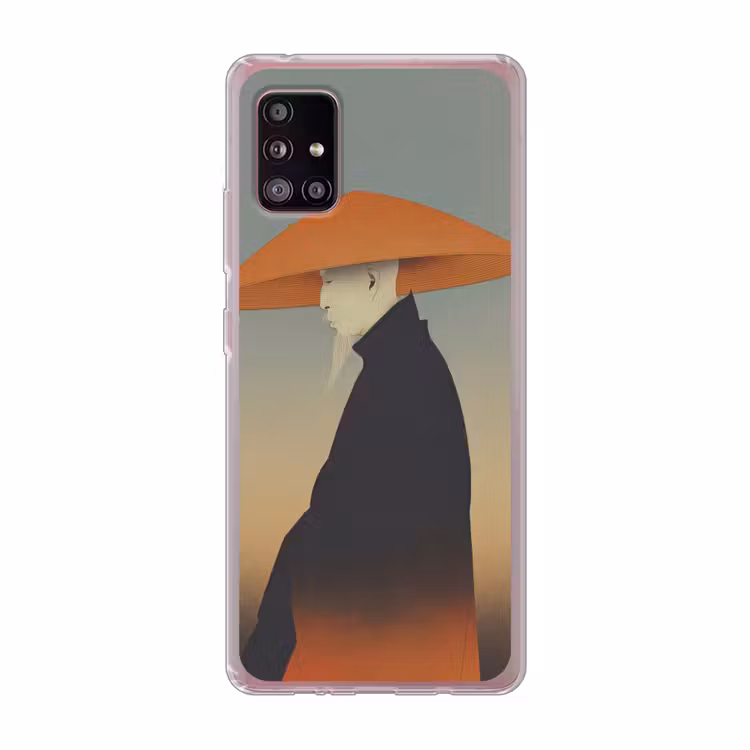Minimalistisch - Silhouet - Oranje Telefoonhoesje Samsung Galaxy A51 5G klein -3d