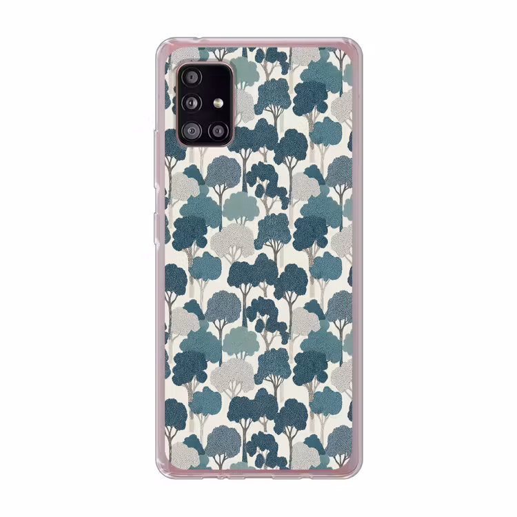 Modern - Bomen - Bos - Patroon - Blauw Telefoonhoesje Samsung Galaxy A51 5G klein 373 -3d