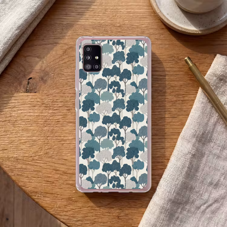 Modern - Bomen - Bos - Patroon - Blauw Telefoonhoesje Samsung Galaxy A51 5G klein 373 -sfeer1