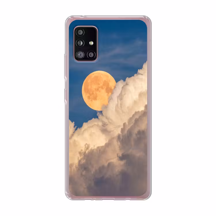 Maan - Wolken - Natuur - Oranje Telefoonhoesje Samsung Galaxy A51 5G klein -3d