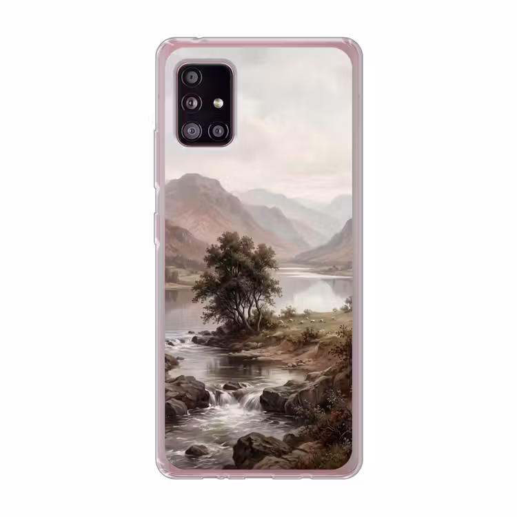 Berglandschap - Meer - Bergen - Vallei - Klassiek Telefoonhoesje Samsung Galaxy A51 5G klein -3d