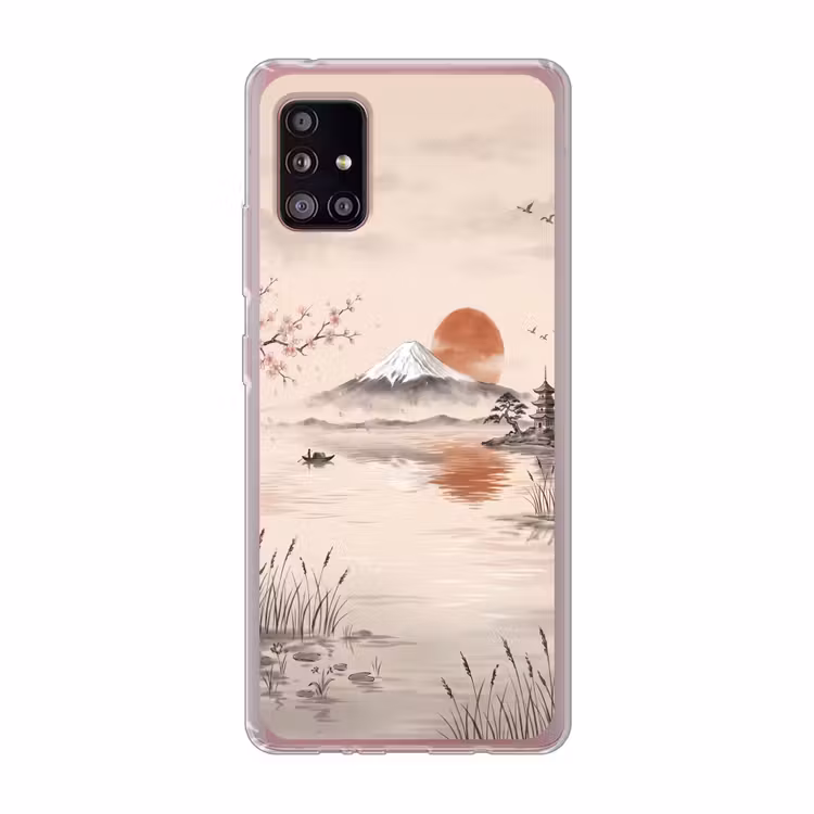 Bergtop - Meer - Bloesem Telefoonhoesje Samsung Galaxy A51 5G klein -3d