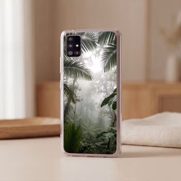 Natuur - Jungle - Mist - Groen - Bladeren Telefoonhoesje Samsung Galaxy A51 5G klein -sfeer2
