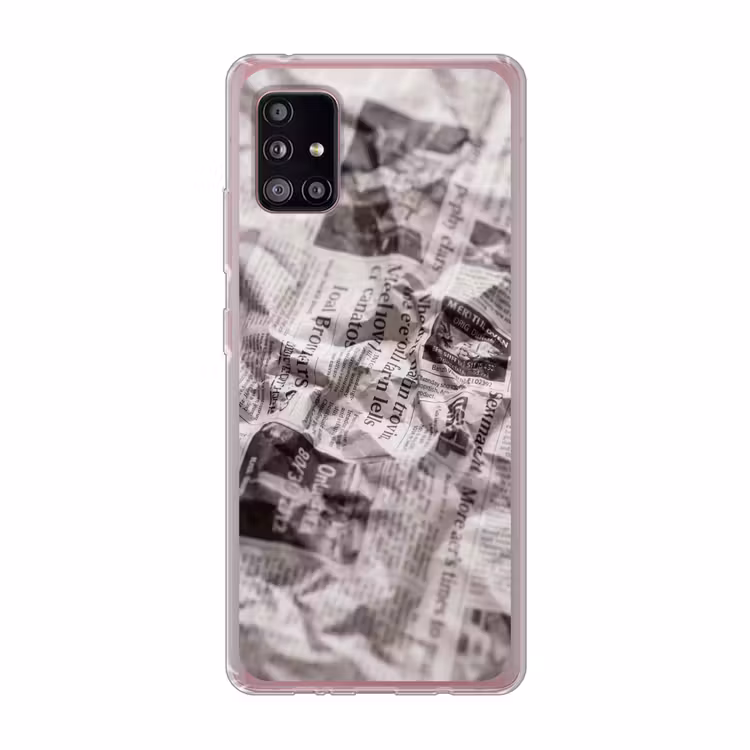 Krant - Gekreukeld - Textuur - Vintage - Zwart-wit Telefoonhoesje Samsung Galaxy A51 5G klein -3d