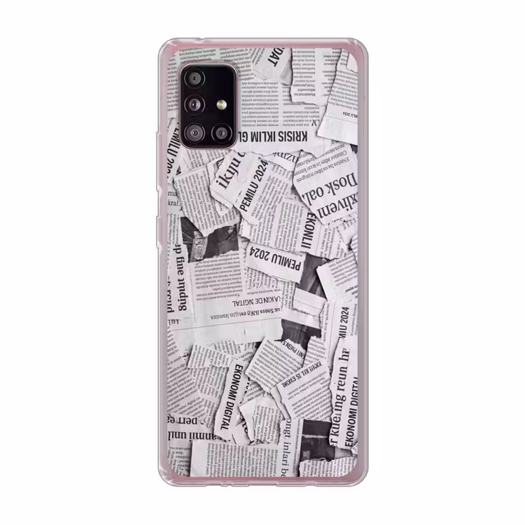 Krant - Versnipperd - Textuur - Zwart-wit - Abstract Telefoonhoesje Samsung Galaxy A51 5G klein -3d
