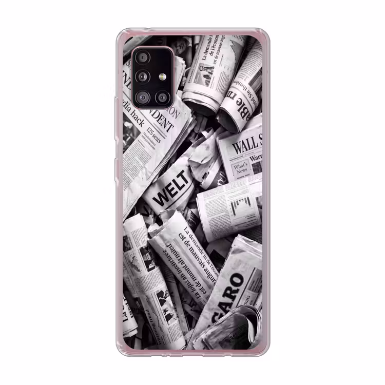 Krant - Stapel - Nieuws - Zwart-wit Telefoonhoesje Samsung Galaxy A51 5G klein -3d