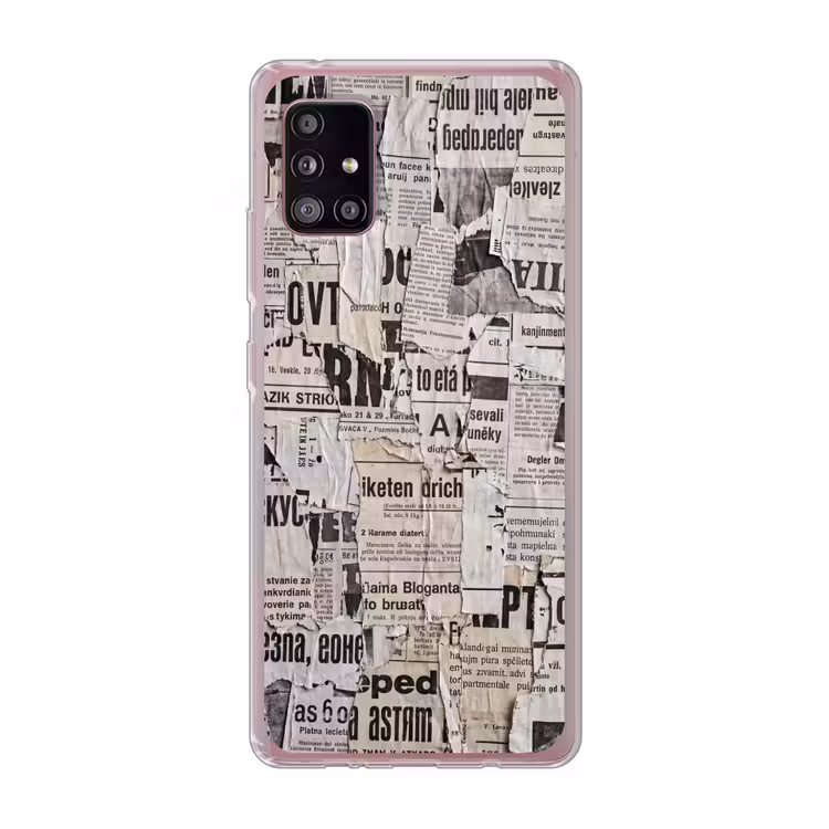 Krant - Gescheurd - Textuur - Abstract - Zwart-wit Telefoonhoesje Samsung Galaxy A51 5G klein -3d