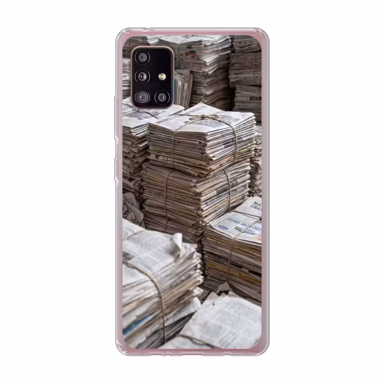 Kranten - Stapels - Touw - Informatie - Vintage Telefoonhoesje Samsung Galaxy A51 5G klein -3d