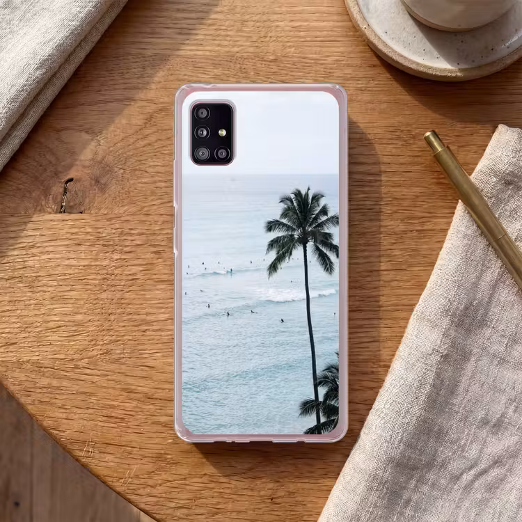 Oceaan - Palmbomen - Surfers Telefoonhoesje Samsung Galaxy A51 5G klein -sfeer1