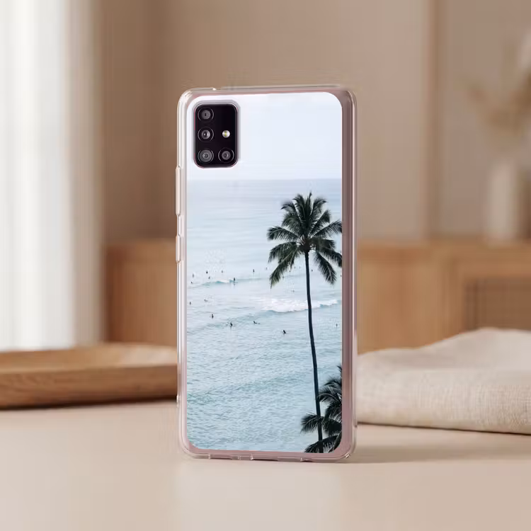 Oceaan - Palmbomen - Surfers Telefoonhoesje Samsung Galaxy A51 5G klein -sfeer2