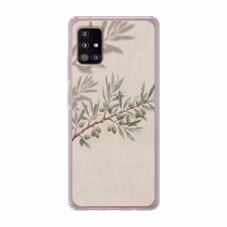 Olijftak - Bladeren - Natuur - Groen - Beige Telefoonhoesje Samsung Galaxy A51 5G klein -3d