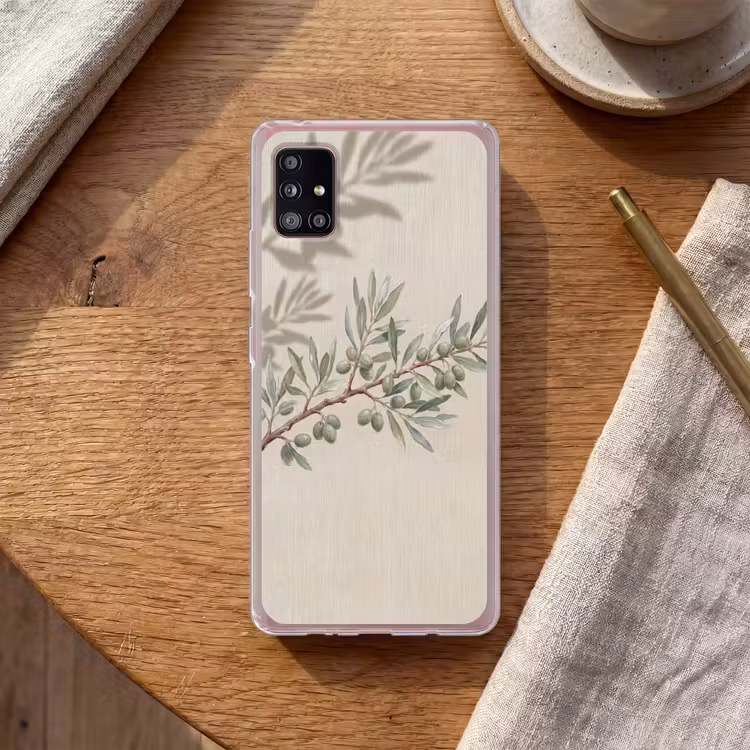 Olijftak - Bladeren - Natuur - Groen - Beige Telefoonhoesje Samsung Galaxy A51 5G klein -sfeer1