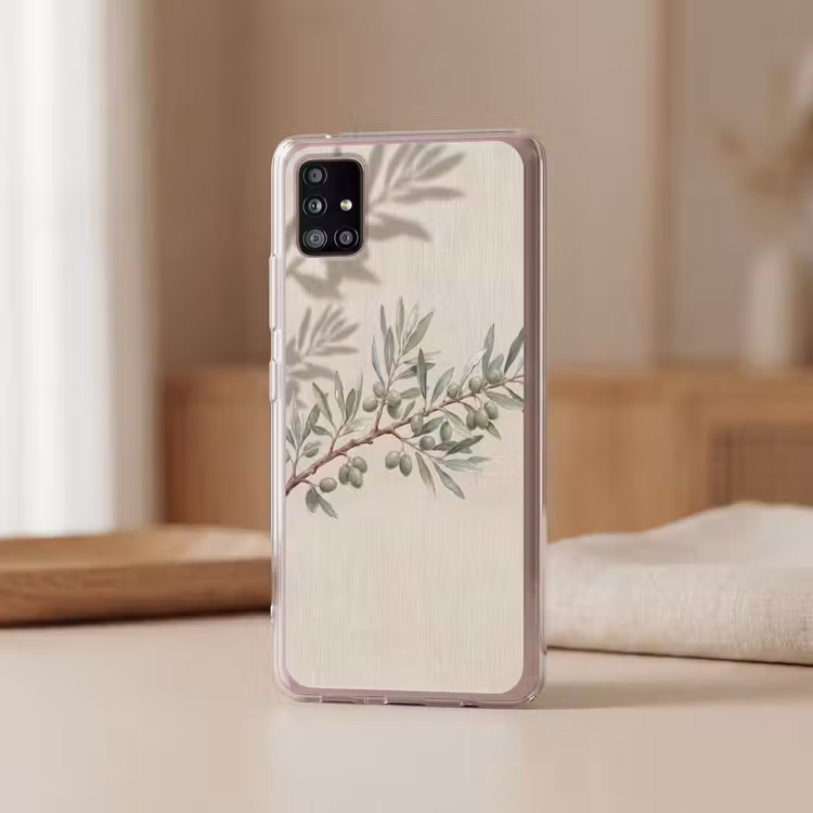 Olijftak - Bladeren - Natuur - Groen - Beige Telefoonhoesje Samsung Galaxy A51 5G klein -sfeer2