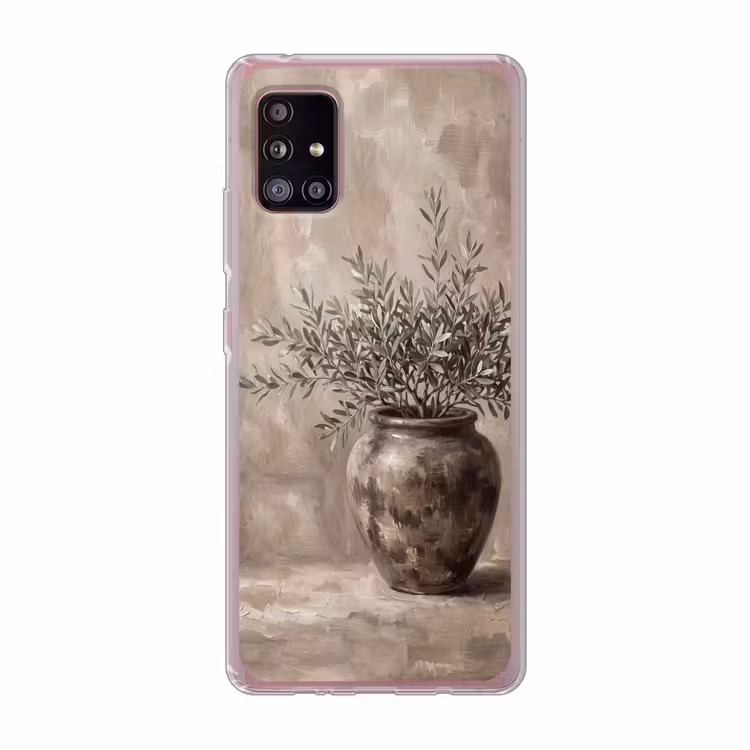Olijfplant - Aardenpot - Abstract - Beige Telefoonhoesje Samsung Galaxy A51 5G klein -3d