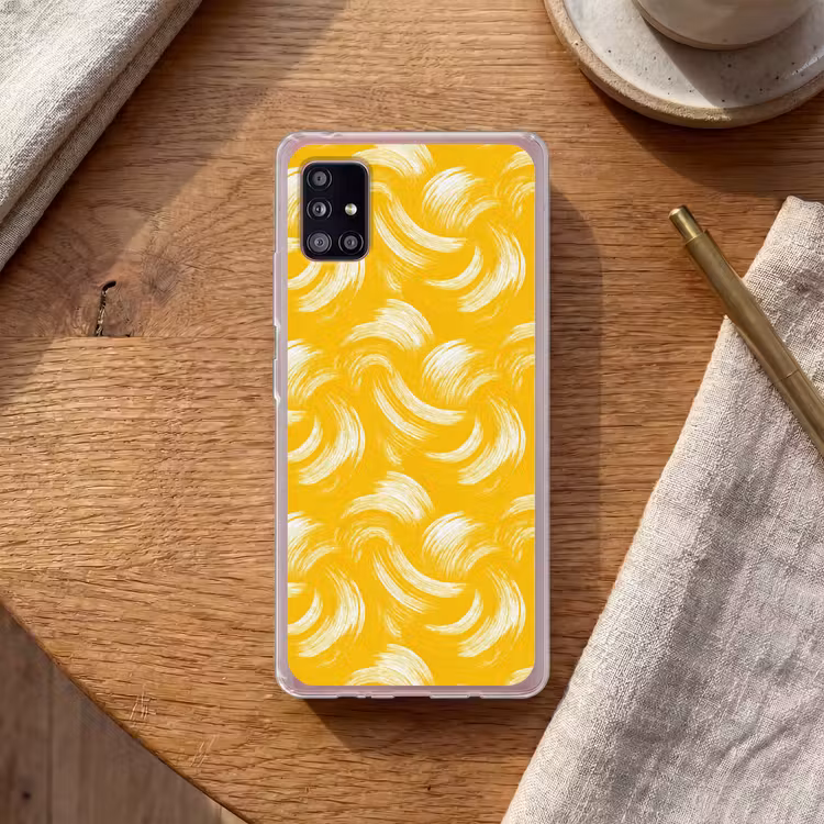 Verfstreken - Abstract - Dynamisch - Geel Telefoonhoesje Samsung Galaxy A51 5G klein 373 -sfeer1