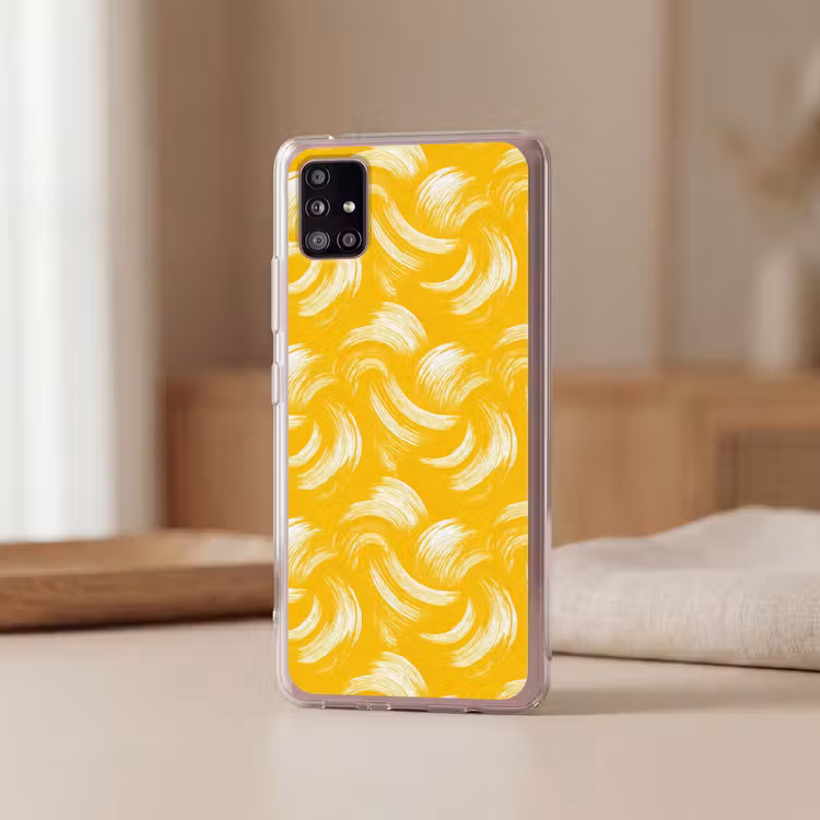 Verfstreken - Abstract - Dynamisch - Geel Telefoonhoesje Samsung Galaxy A51 5G klein 373 -sfeer2
