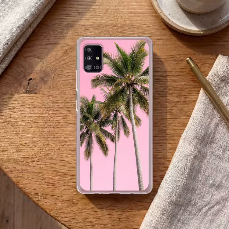 Palmboom - Tropisch - Pink Telefoonhoesje Samsung Galaxy A51 5G klein -sfeer1