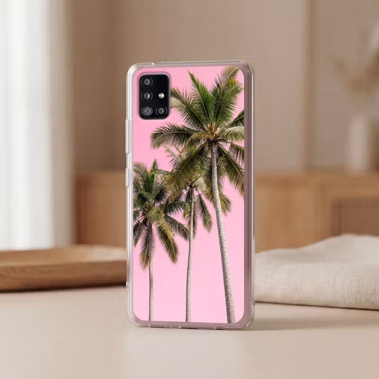 Palmboom - Tropisch - Pink Telefoonhoesje Samsung Galaxy A51 5G klein -sfeer2