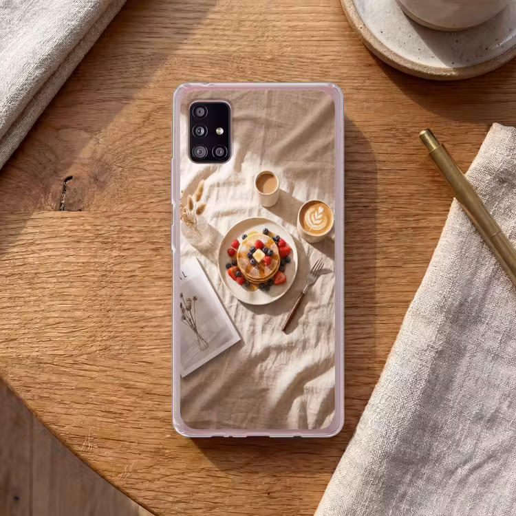 Pannenkoeken - Bessen - Ontbijt - Modern - Beige Telefoonhoesje Samsung Galaxy A51 5G klein -sfeer1