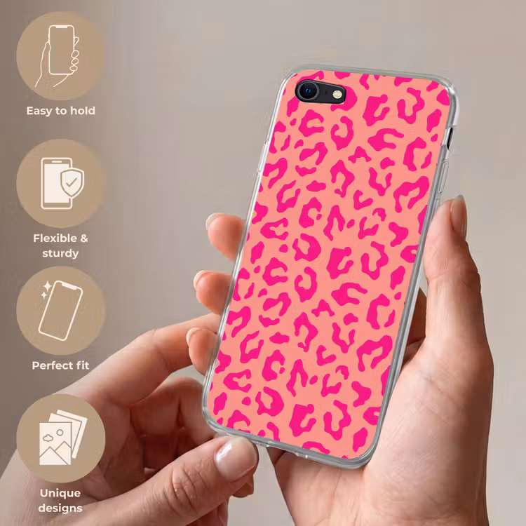 Panterprint - Roze - Dierenprint - Minimalistisch Telefoonhoesje iPhone 7 klein -sfeer3_EN