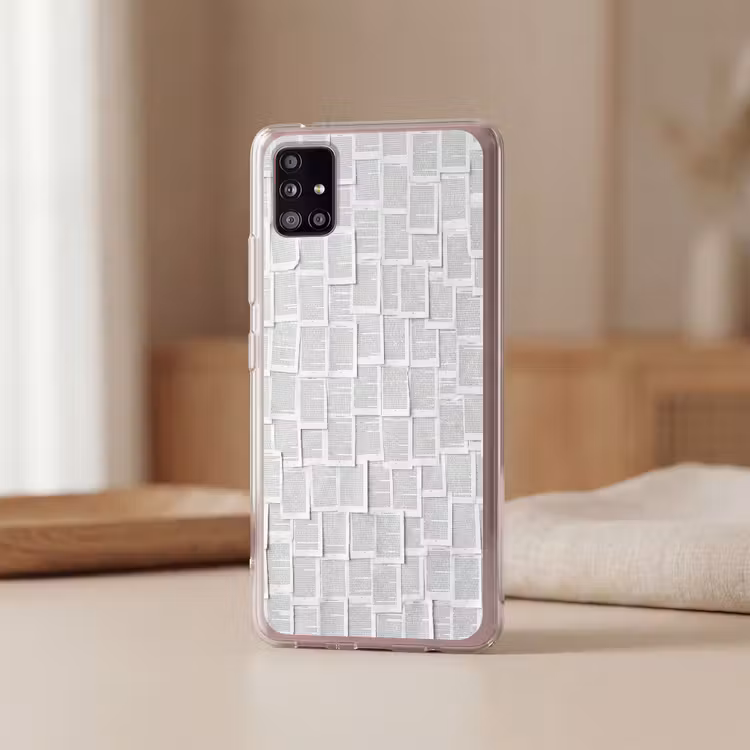 Papier - Overlappend - Textuur - Modern - Wit Telefoonhoesje Samsung Galaxy A51 5G klein -sfeer2
