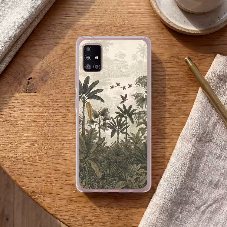 Papagaaien - Jungle - Tropisch - Green Telefoonhoesje Samsung Galaxy A51 5G klein -sfeer1