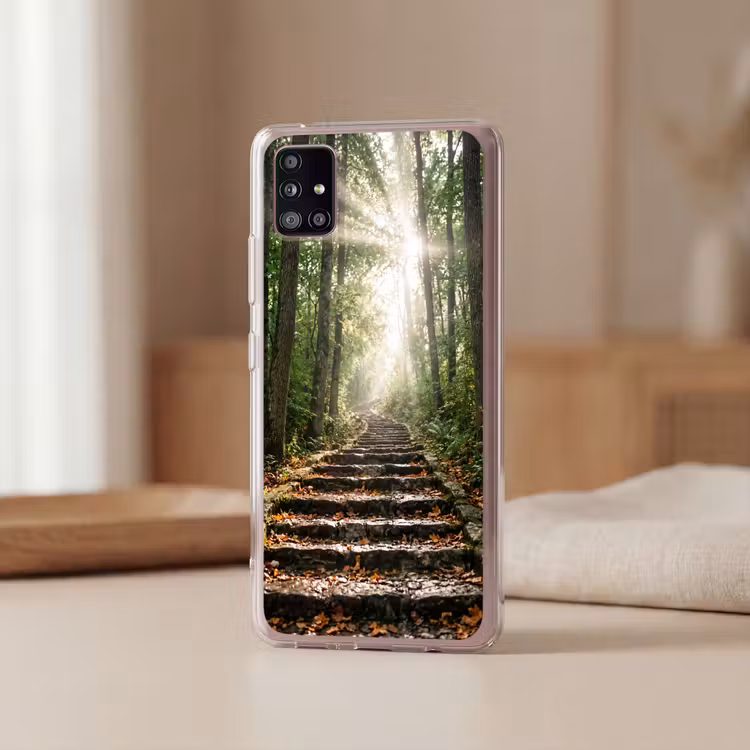 Stenen - Trap - Bos - Natuur Telefoonhoesje Samsung Galaxy A51 5G klein -sfeer2