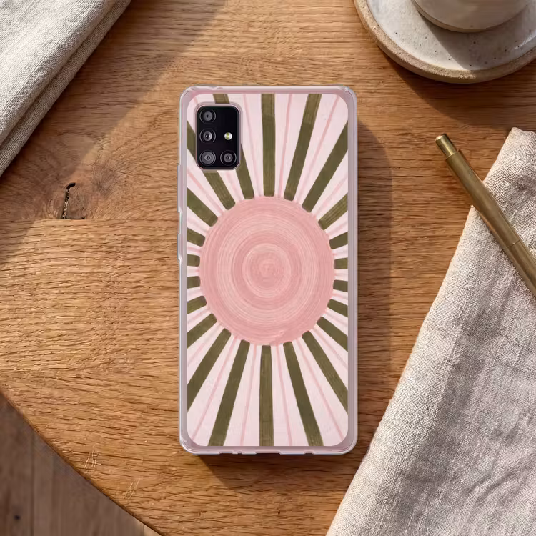 Patroon - Cirkel - Stralen - Abstract - Roze Telefoonhoesje Samsung Galaxy A51 5G klein -sfeer1