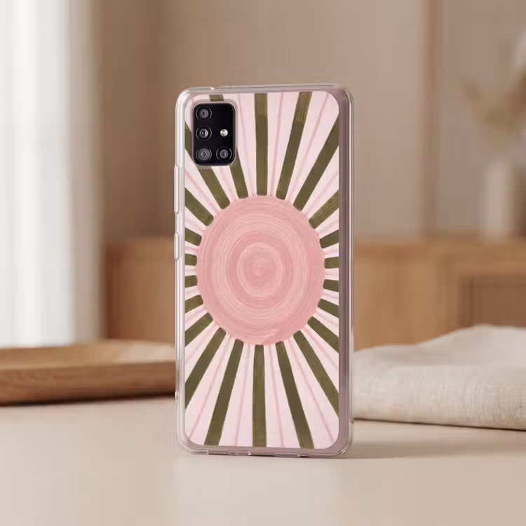 Patroon - Cirkel - Stralen - Abstract - Roze Telefoonhoesje Samsung Galaxy A51 5G klein -sfeer2