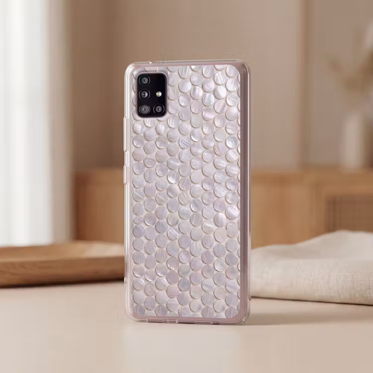 Patroon - Cirkels - Abstract - Modern - Wit Telefoonhoesje Samsung Galaxy A51 5G klein -sfeer2