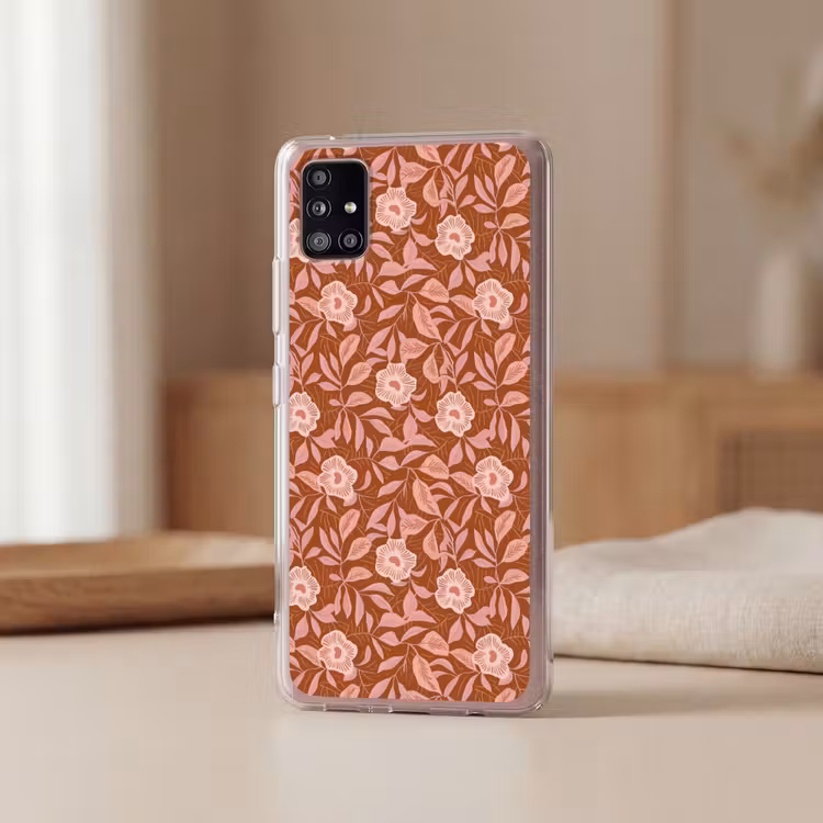 Patroon - Bladeren - Terracotta Telefoonhoesje Samsung Galaxy A51 5G klein 373 -sfeer2