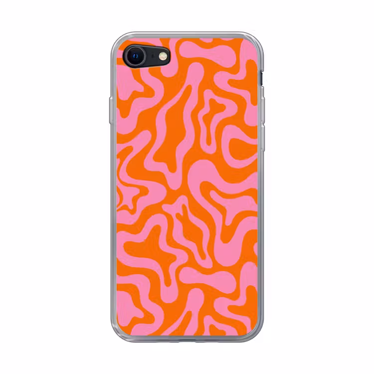 Patroon - Roze - Oranje - Abstract - Modern Telefoonhoesje iPhone 7 klein -3d