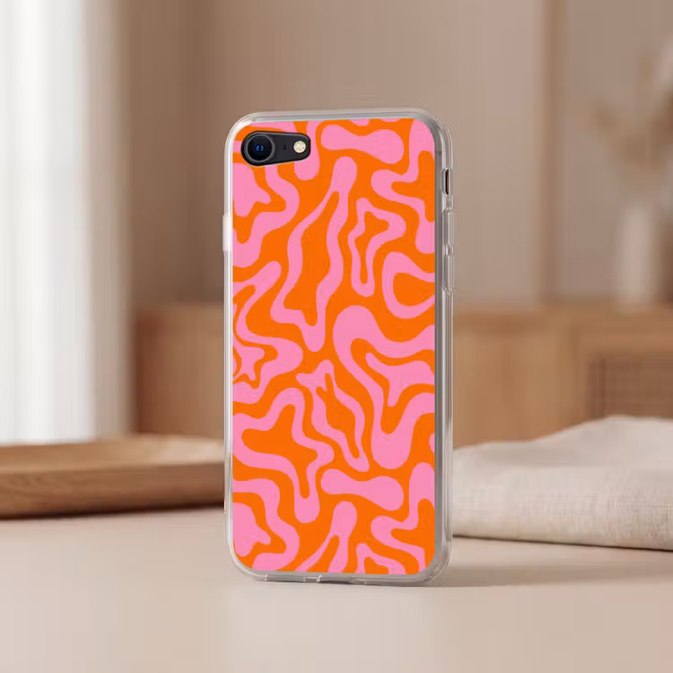 Patroon - Roze - Oranje - Abstract - Modern Telefoonhoesje iPhone 7 klein -sfeer2