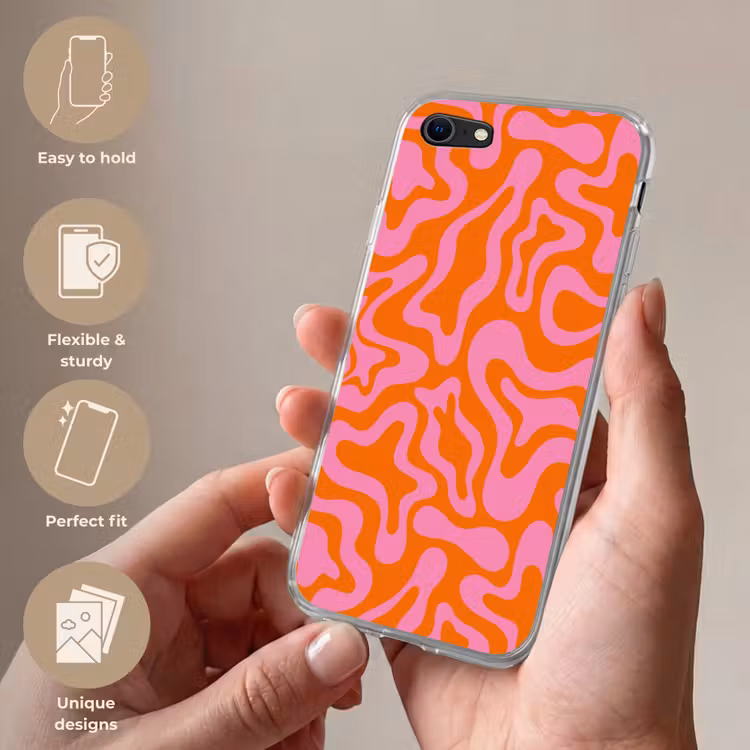 Patroon - Roze - Oranje - Abstract - Modern Telefoonhoesje iPhone 7 klein -sfeer3_EN