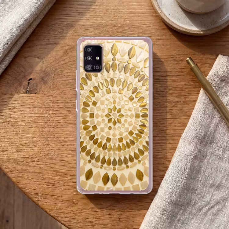 Patroon - Vormen - Mozaïek - Abstract - Goud Telefoonhoesje Samsung Galaxy A51 5G klein -sfeer1