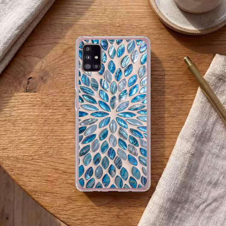 Patroon - Glans - Abstract - Blauw - Decoratie Telefoonhoesje Samsung Galaxy A51 5G klein -sfeer1