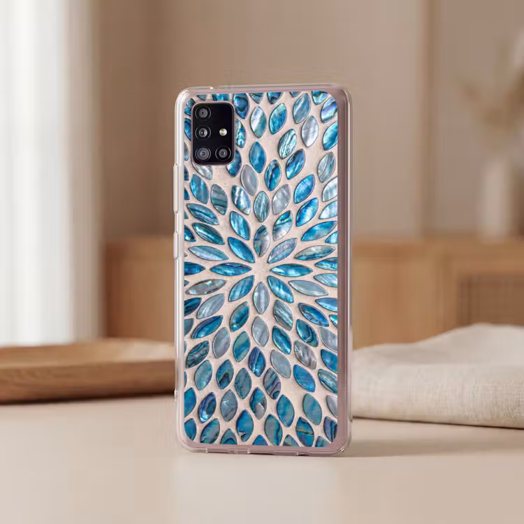 Patroon - Glans - Abstract - Blauw - Decoratie Telefoonhoesje Samsung Galaxy A51 5G klein -sfeer2