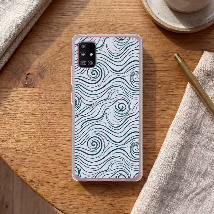 Patroon - Golven - Abstract - Modern - Blauw Telefoonhoesje Samsung Galaxy A51 5G klein -sfeer1