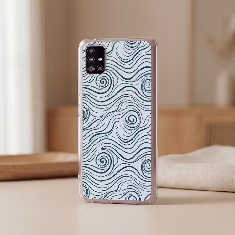 Patroon - Golven - Abstract - Modern - Blauw Telefoonhoesje Samsung Galaxy A51 5G klein -sfeer2